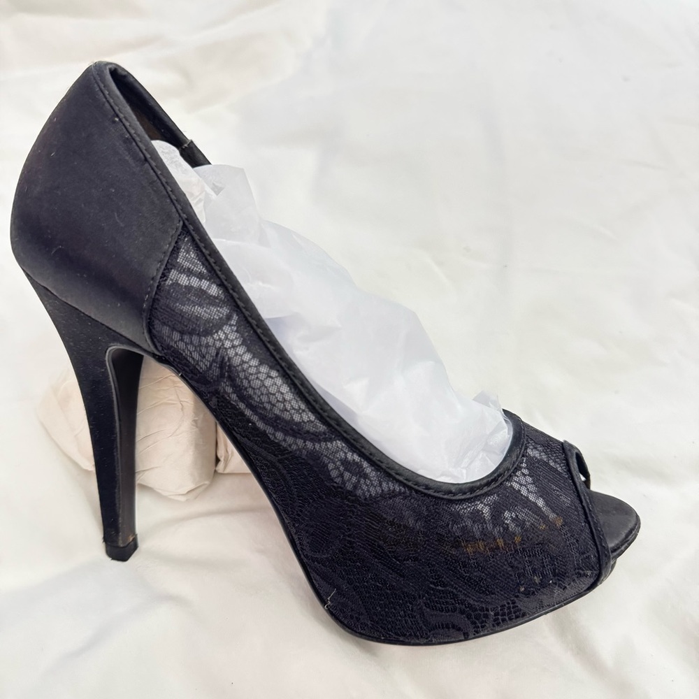 ALDO Black Lace Peep-Toe 5” Heels